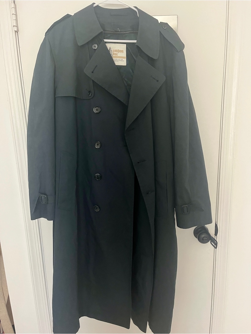 London Fog Black Double-Breasted Trench Coat